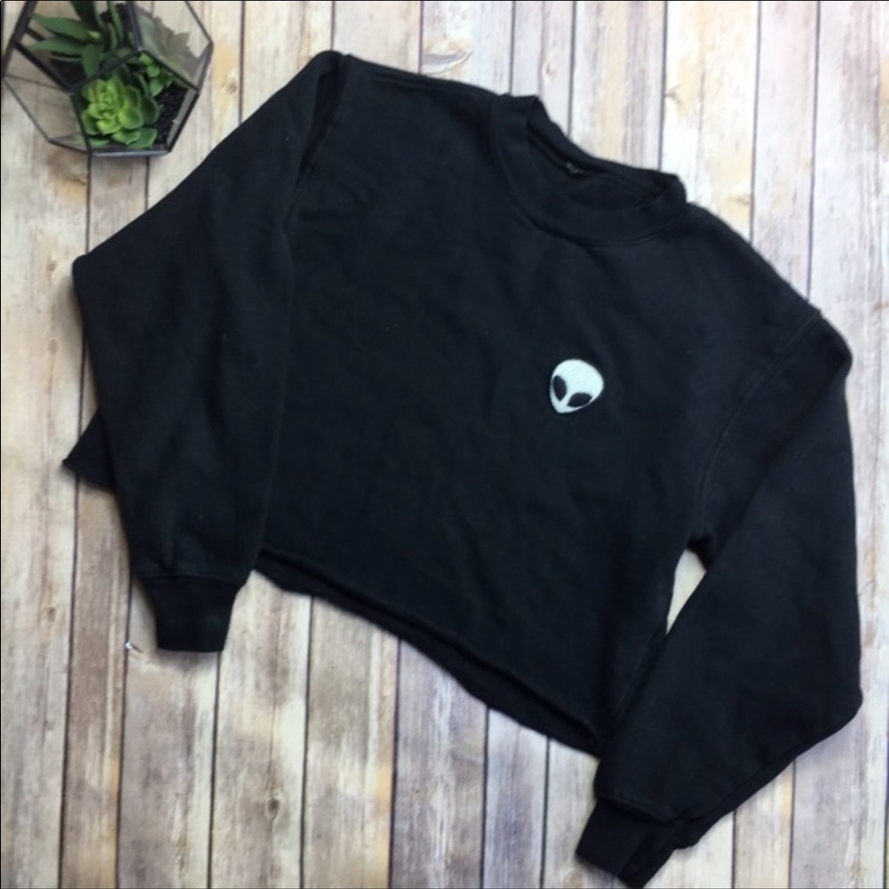 Brandy Melville Black Alien Patch Sweatshirt